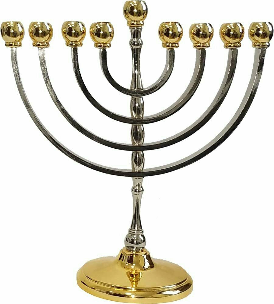Classic Silver Gold Plated Chanukah Menorah (M-20-M)