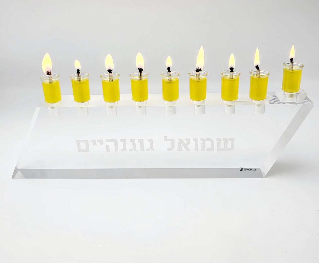 Lucite Oil Chanukah Menorah (M-ZLMN1)
