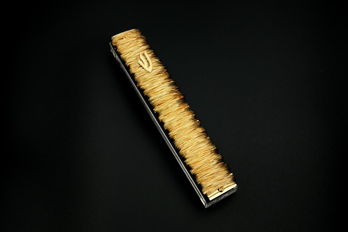Gold Coiled Lucite Mezuzah Case 15cm (MZ-OJ32501)