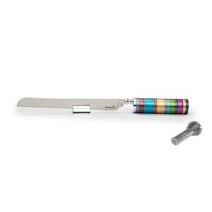 Emanuel Challah Knife Anodized Rings w/ Saltshaker (EM-NSM)