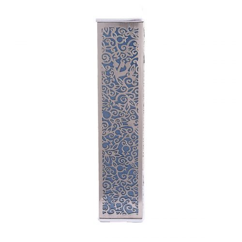 Anodized Aluminum Mezuzah Case with Metal Cutout - Pomegranate (EM-MJ2)