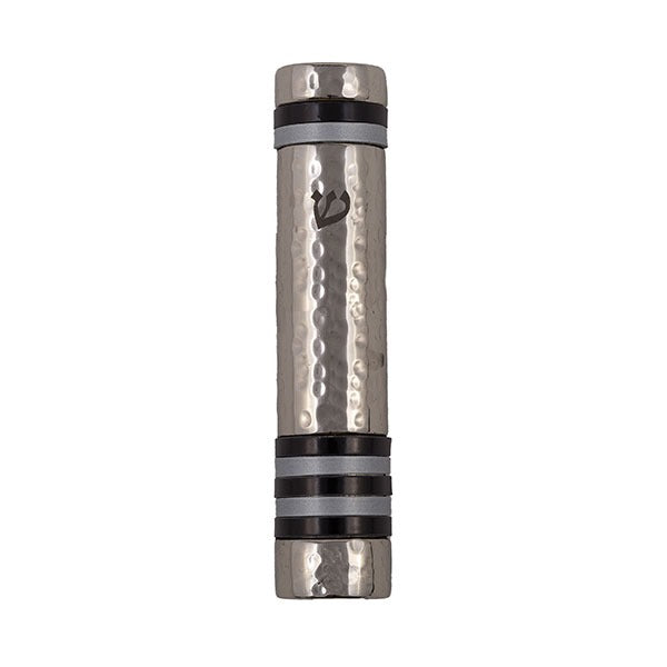 Emanuel Hammered Mezuzah Case w/ Rings 12cm (EM-MZO)