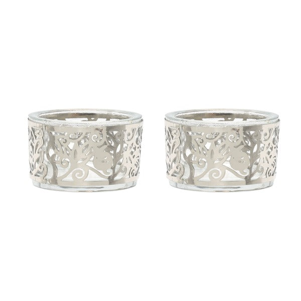 Pair T-Light Candlestick-Metal Cutout (EM-CSX)