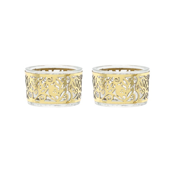 Pair T-Light Candlestick-Metal Cutout (EM-CSX)