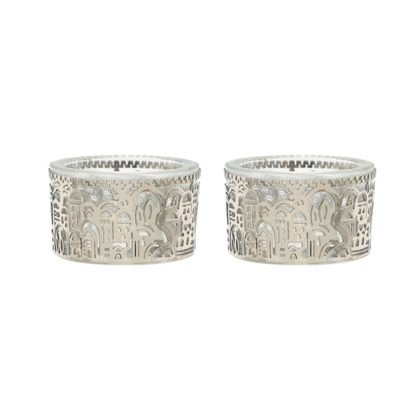 Pair T-Light Candlestick-Metal Cutout (EM-CSX)