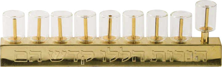 Strip Menorah- W/ Oil Cups and Wicks  (M-30254)