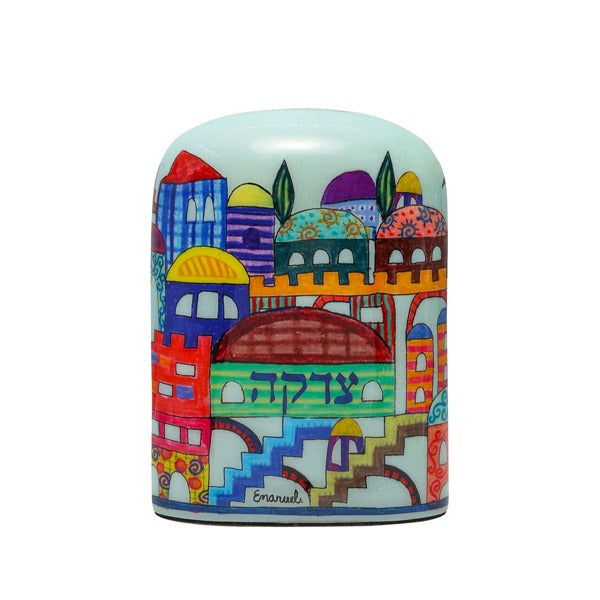 Emanuel Metal Painted Tzedakah Box  (EM-TZL)