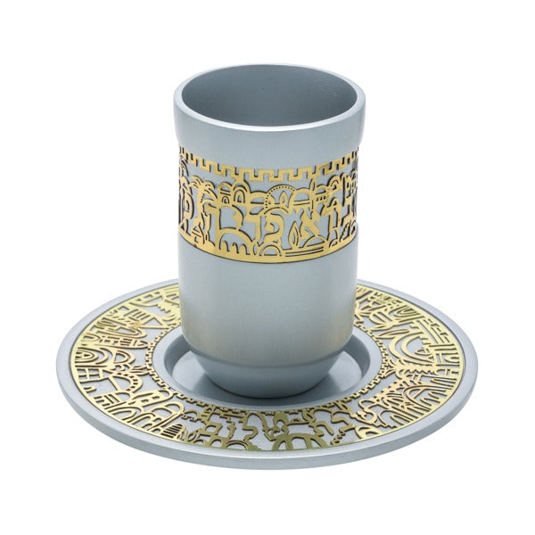 Anodized Kiddush Cup w/ Lace Design (EM-CUZ)