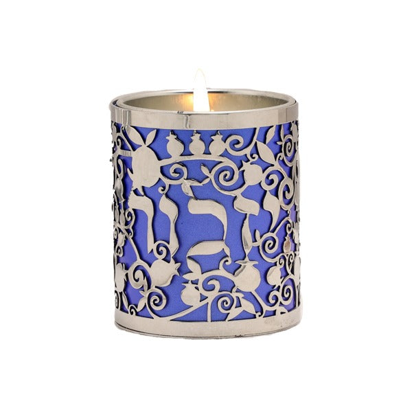 Emanuel Metal W/ Cutout Memorial Candle Holder (EM-NNC)