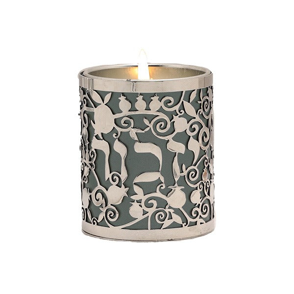 Emanuel Metal W/ Cutout Memorial Candle Holder (EM-NNC)
