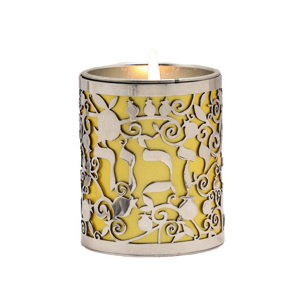 Emanuel Metal W/ Cutout Memorial Candle Holder (EM-NNC)