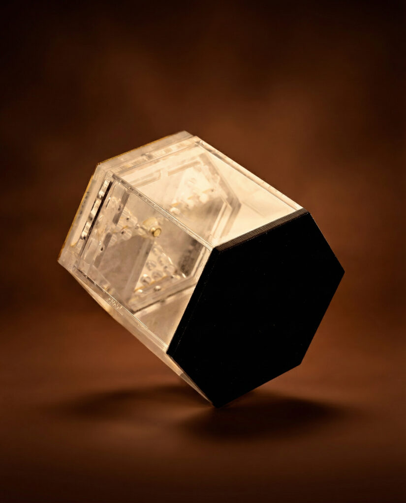Veanveihu Clear/Black Lucite Besamim Holder With Gold Plate-Small (HV-V343)