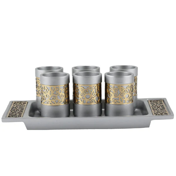 Emanuel Anodized Liquor Cups Set of 6 With Tray (EM-GC)