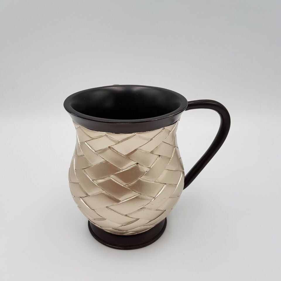 Acrylic Washing Cup Basket Weave --Black & Silver (WC-AVI5027)
