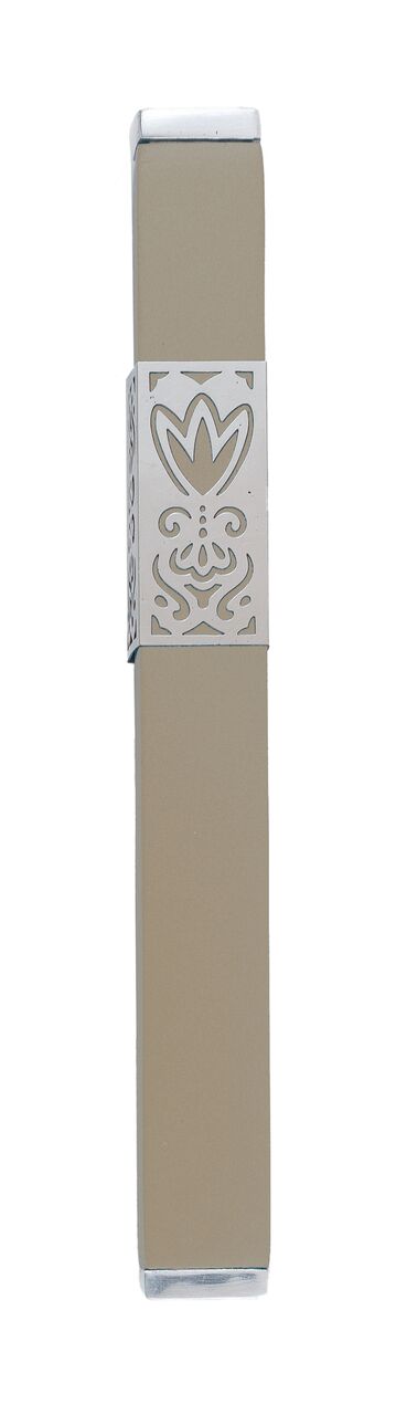 Emanuel Metal Mezuzah Case w/ Metal cutout-- 12cm (EM-MH)