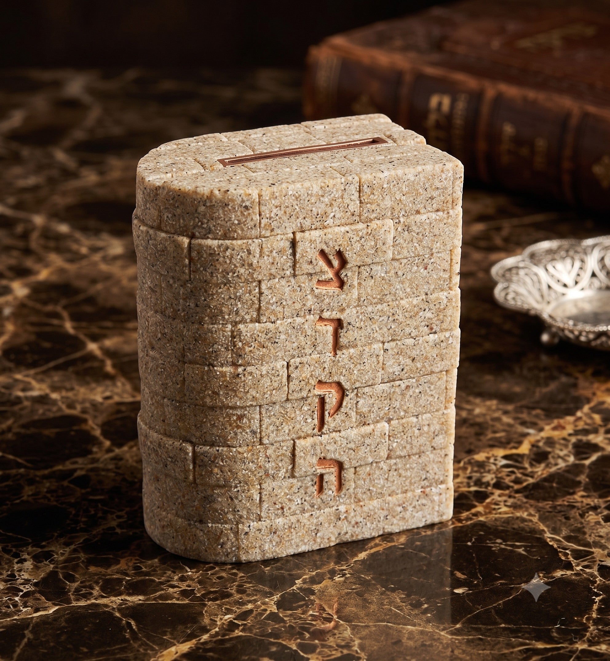 Polyresin Tzedaka Box-Kotel Design/Feel-Sandy Beige (TZ-6069)