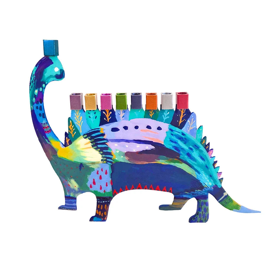 Emanuel Painted Metal Menora- Dinosaur (EM-HAO3)