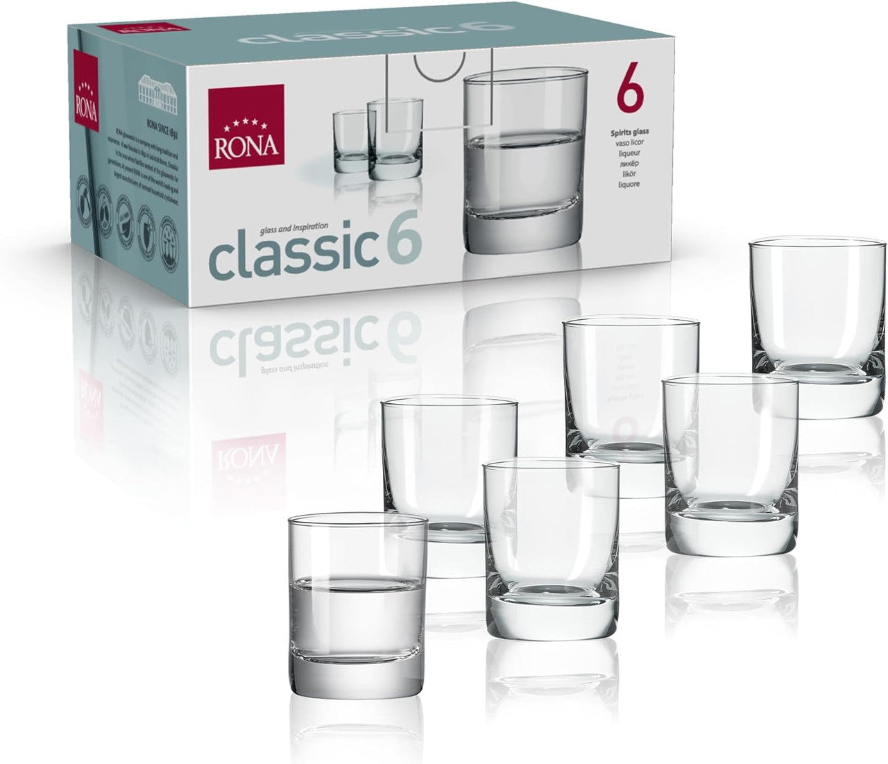 Set of 6 Glass Liquor Cups 60ml (SHB-CLASSIC6)
