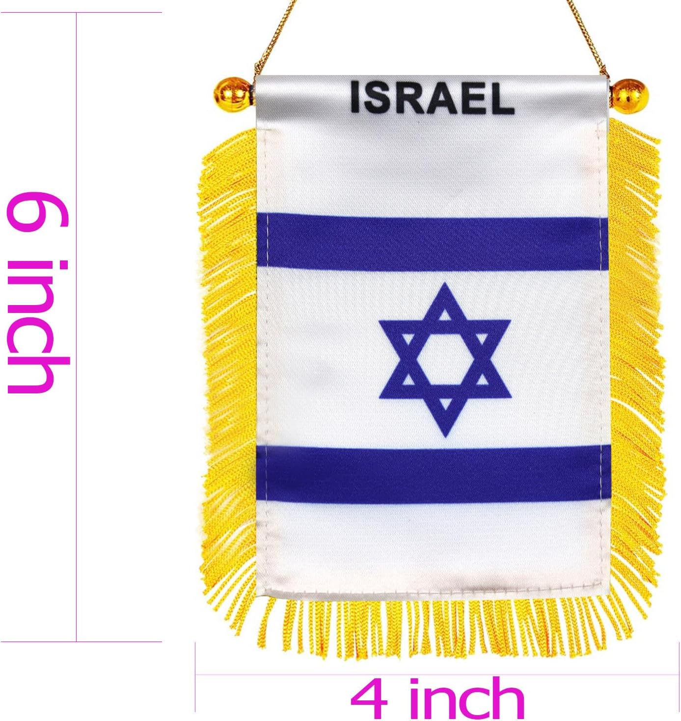 Israeli Flag For Car-4"6" Mini Banner-W/ Suction (I-MB)