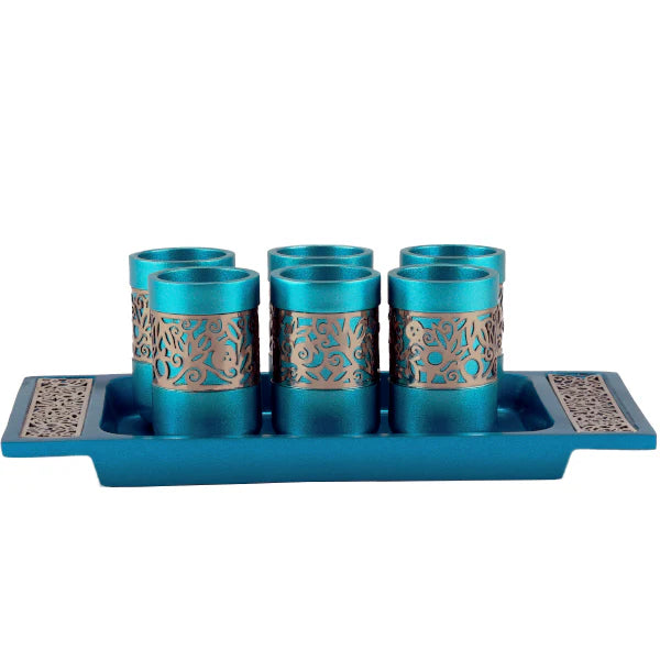 Emanuel Anodized Liquor Cups Set of 6 With Tray (EM-GC)