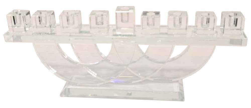 Crystal Menorah on Circles Stand--4.5" x 11" (M-8607)