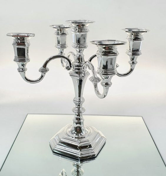 Silverplate 5 Branch Candlabra-English Design 10" (CS-A1375)