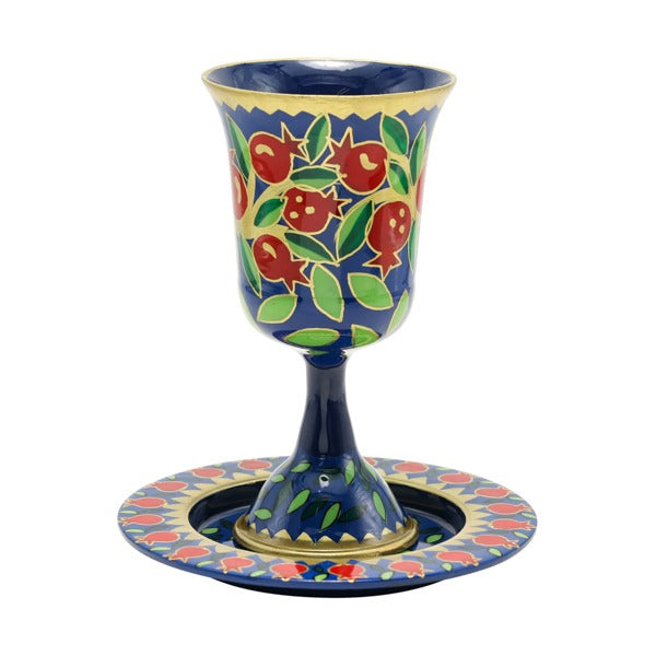 Hand Painted Kiddush Cup Pomegranate Design (EM-CAJ3)
