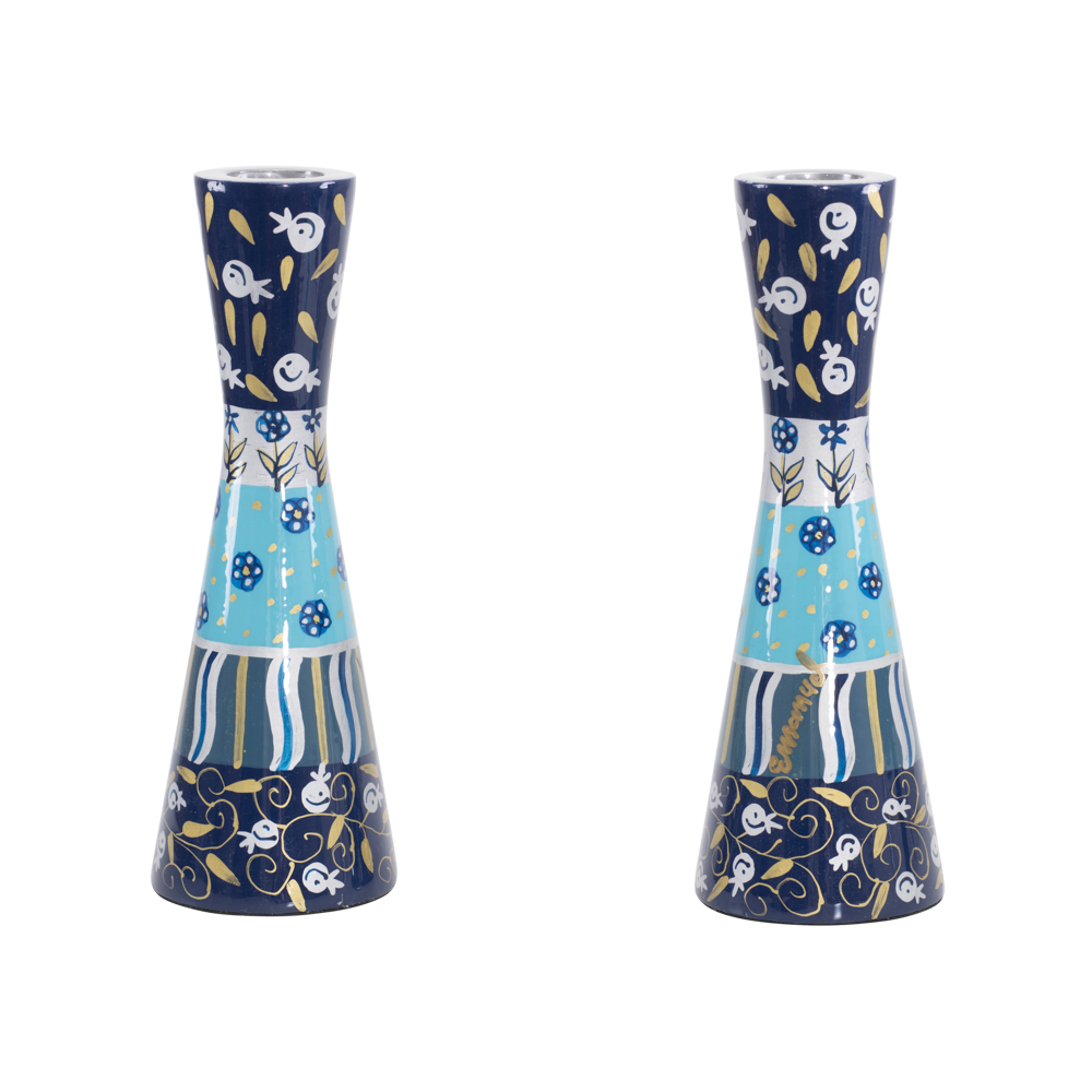 Emanuel Hand Painted Candlesticks Blue Layers 7" (EM-CPP4)