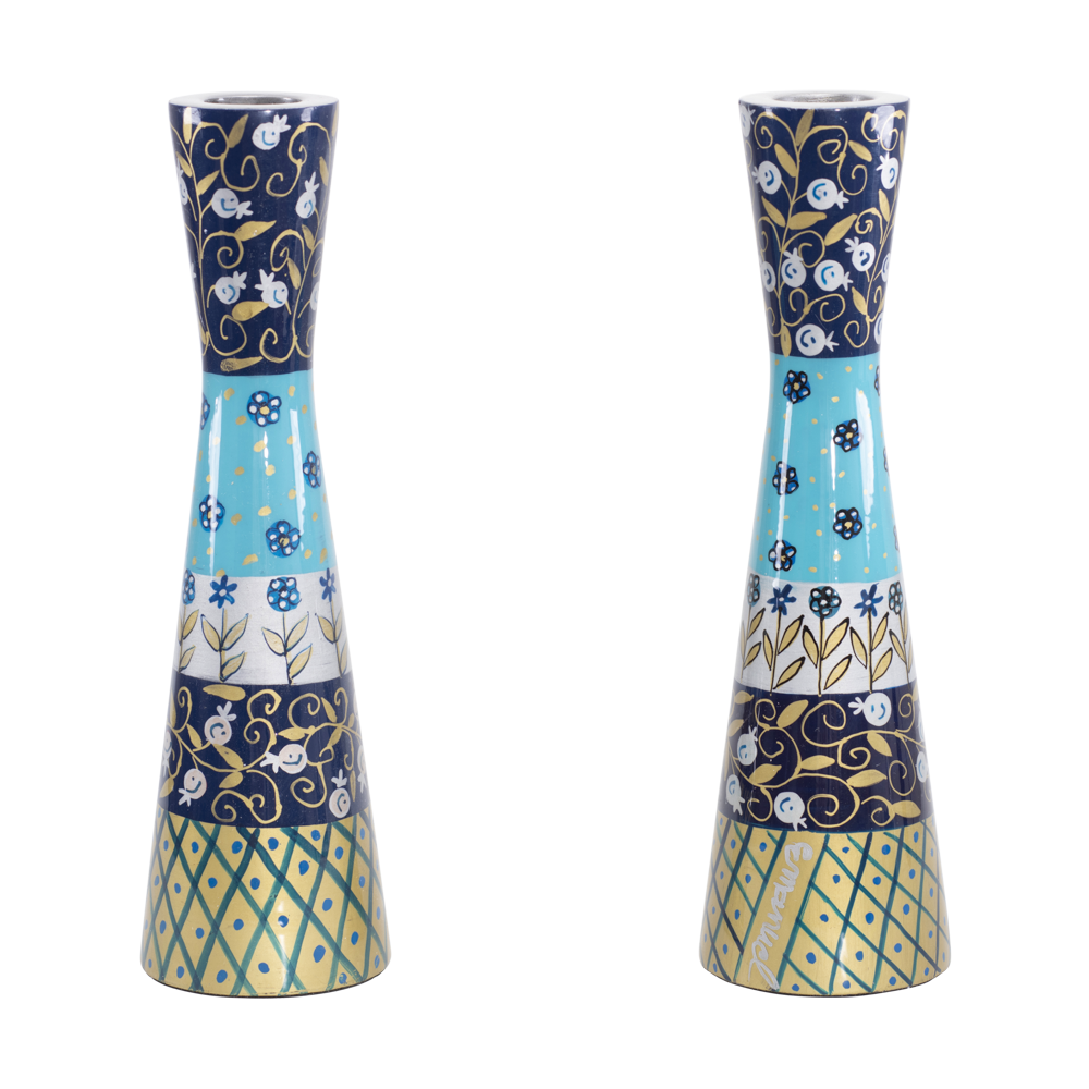 Emanuel Hand Painted Candlesticks Blue Layers 8.5" (EM-CRP4)