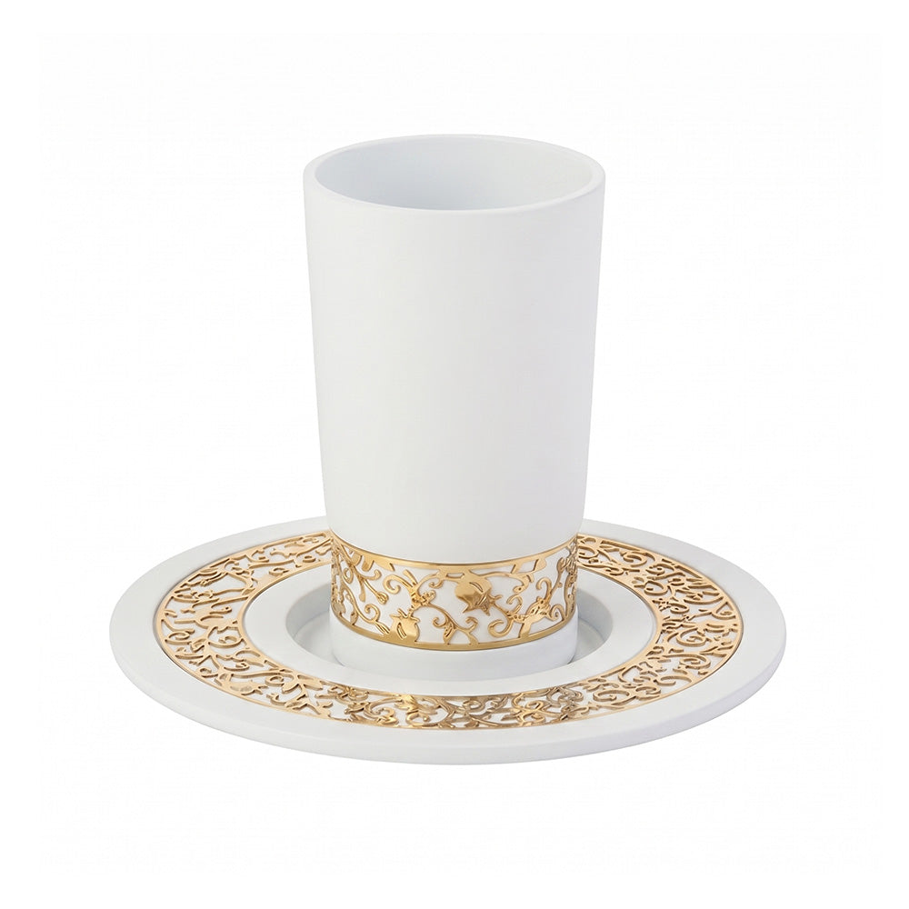 Emanuel Anodized Aluminum Kiddush Cup with Lace Design (EM-CUJ)
