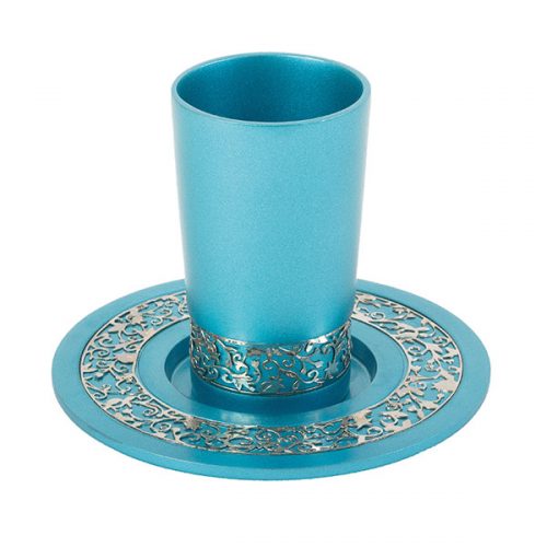 Emanuel Anodized Aluminum Kiddush Cup with Lace Design (EM-CUJ)
