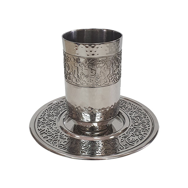 Anodized Kiddush Cup w/ Lace Design (EM-CUZ)