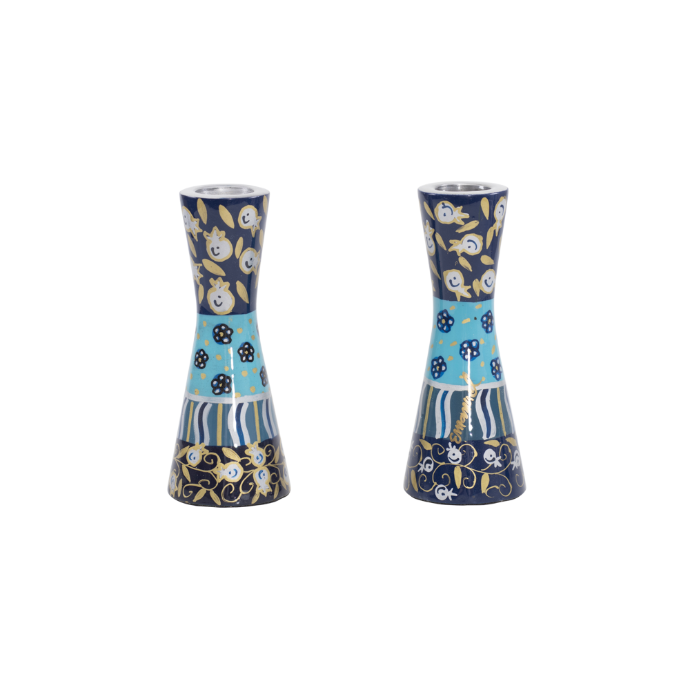 Emanuel Hand Painted Candlesticks Blue Layers 4.7" (EM-CXP4)
