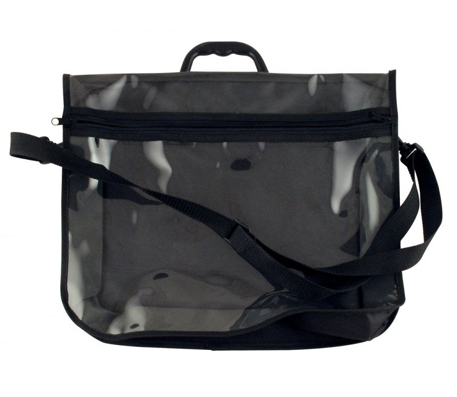 Large Travel Tallis Bag Holder with Strap - Black/Clear  17"x15" (TB-1043)