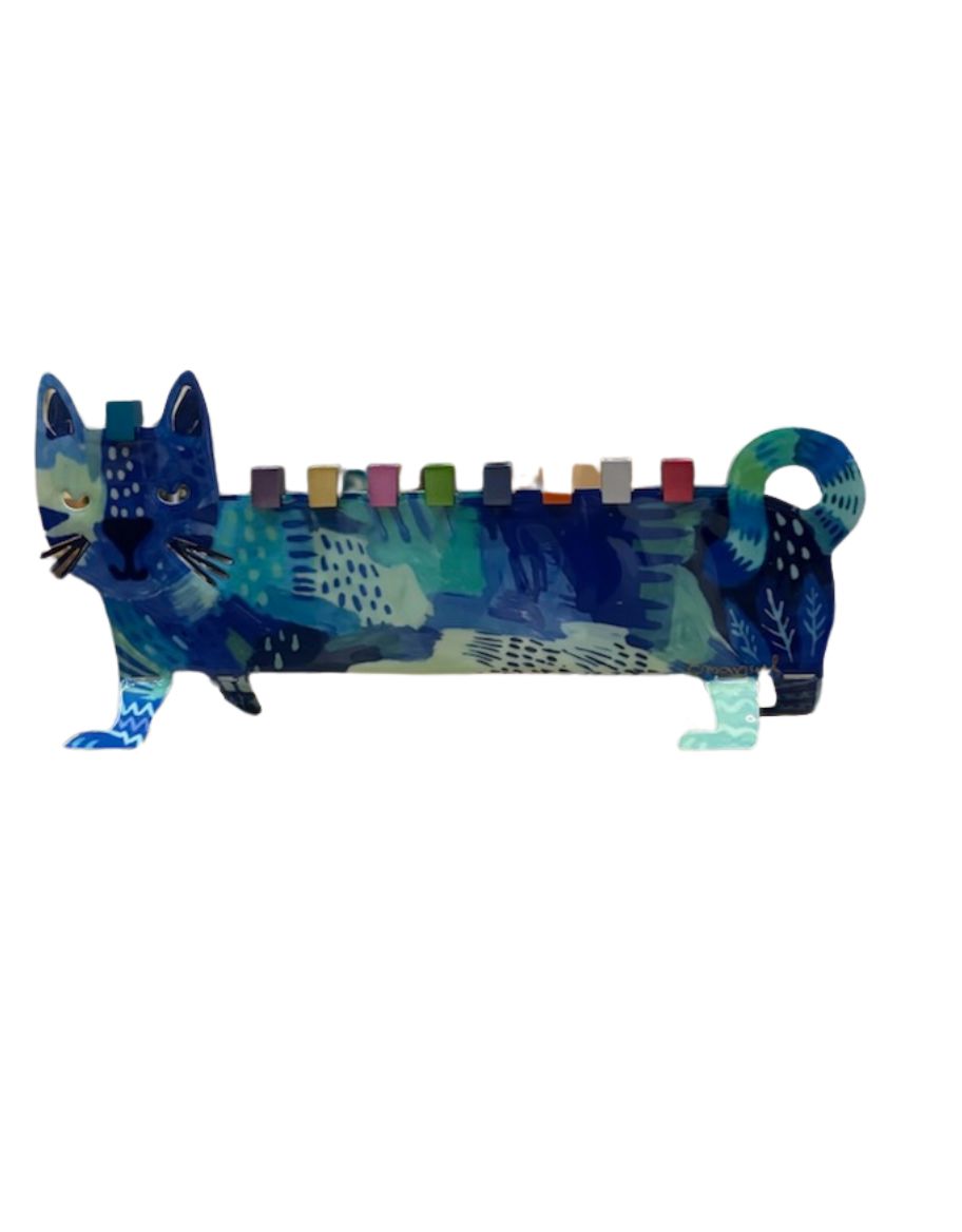 Emanuel Painted Metal Menora- Cat (EM-HAO4)