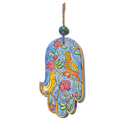 Small Wood Painted Hamsa 3.4"X2"  (EM-HAS)