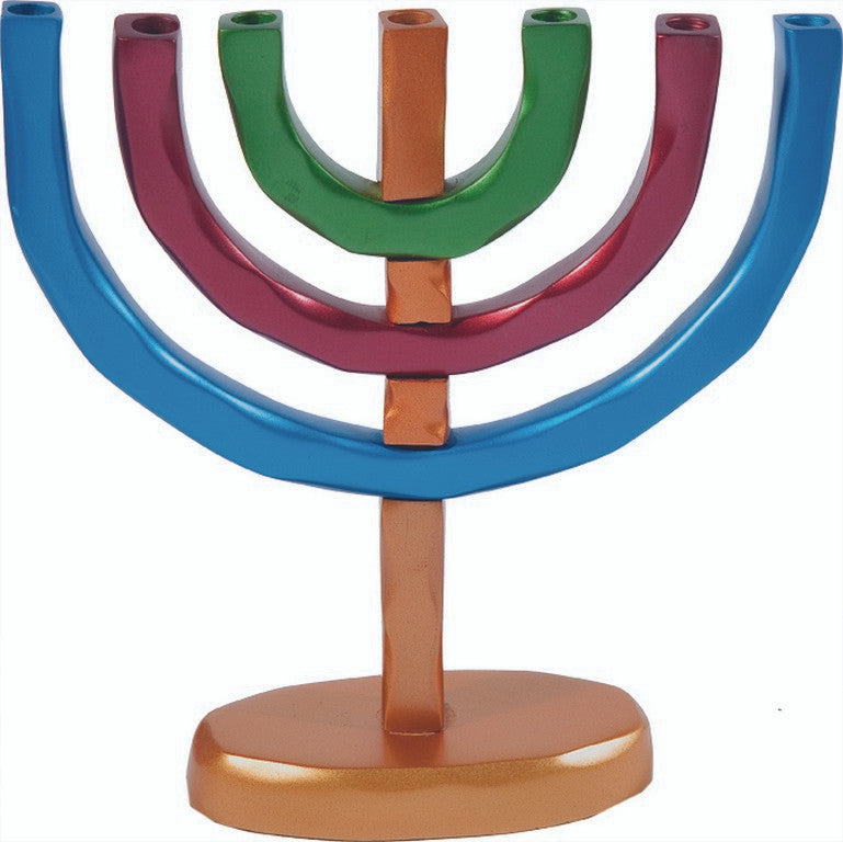 Anodized Aluminum 7 Branches Menorah Multicolor (EM-HMC3)