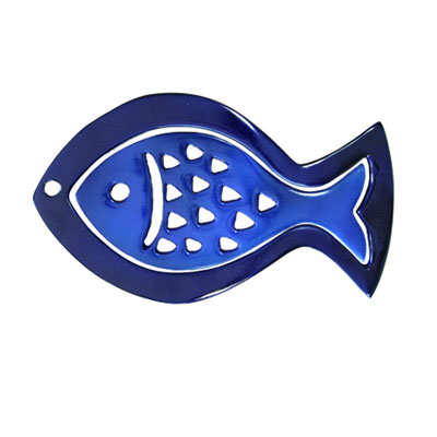 Aluminum Trivet Two Piece Set Fish Shape Blue (EM-MHDC2)
