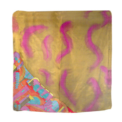 Emanuel Painted Jerusalem Square Silk Scarf Blue 35'x35' (EM-PSS)