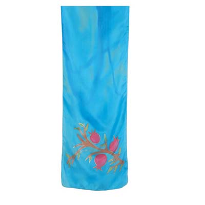Emanuel Painted Jerusalem Silk Scarf Blue Small 63'x7' (EM-PS)