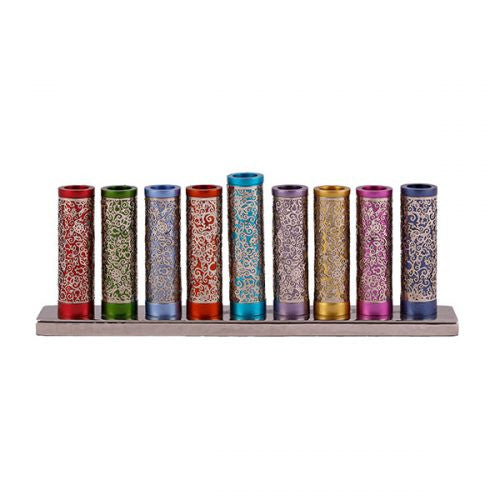 Emanuel Cylinder Menorah w/ Metal Cutout--Multicolor (EM-HAA1)