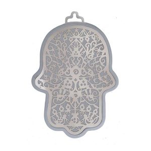 Emanuel Anodized Aluminum Hamsa with Pomegranate Cutout (EM-HLH1)