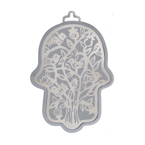 Emanuel Anodized Aluminum Hamsa with Tree Cutout (EM-HLH2)