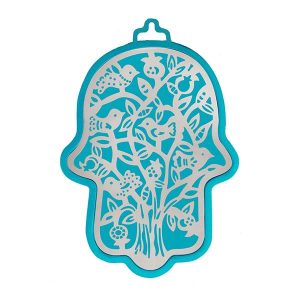 Emanuel Anodized Aluminum Hamsa with Tree Cutout (EM-HLH2)