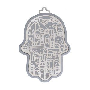 Emanuel Anodized Aluminum Hamsa with Jerusalem Cutout (EM-HLH4)
