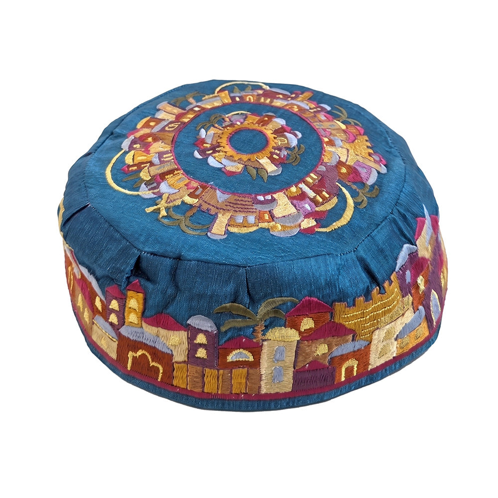 Embroidered Kippah Jerusalem Design (EM-HME5)