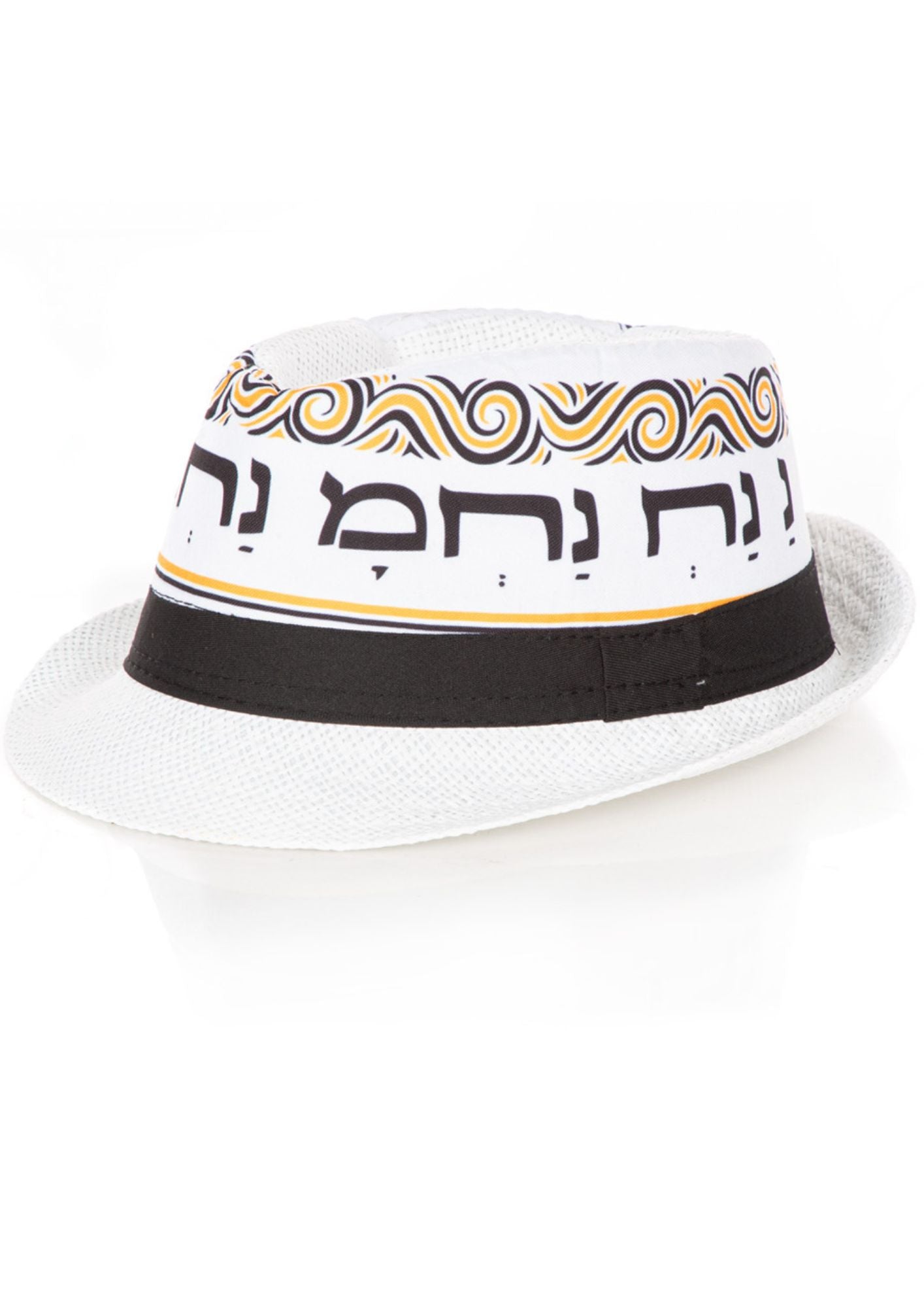 White Fedora Purim Hat-Na Nach Design (GR-73158)