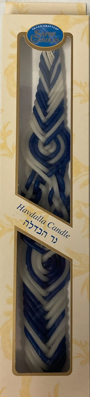Havdalah Candle Blue White Fancy - 12 Wicks 14" (HV-HBW12F)