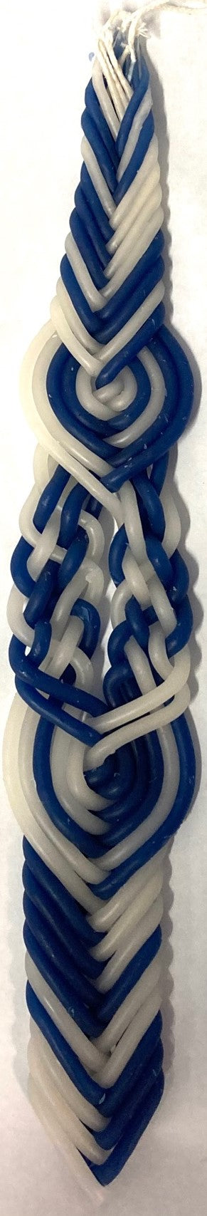 Havdalah Candle Blue White Fancy - 12 Wicks 14" (HV-HBW12F)