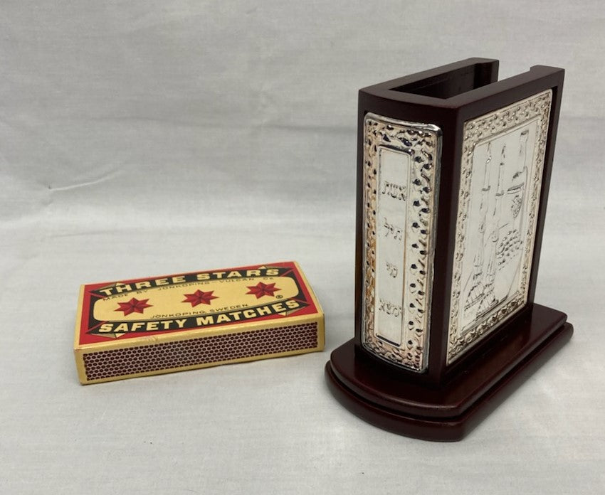 Wood and Nickel Matchbox Holder - Brown (MB-P913W)